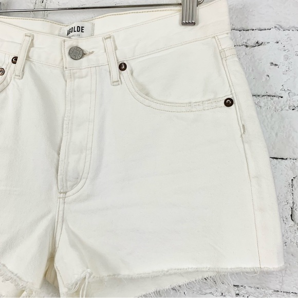 Agolde Parker White Cutoff Shorts Button Fly Denim Jean Shorts 26 - Picture 3 of 15